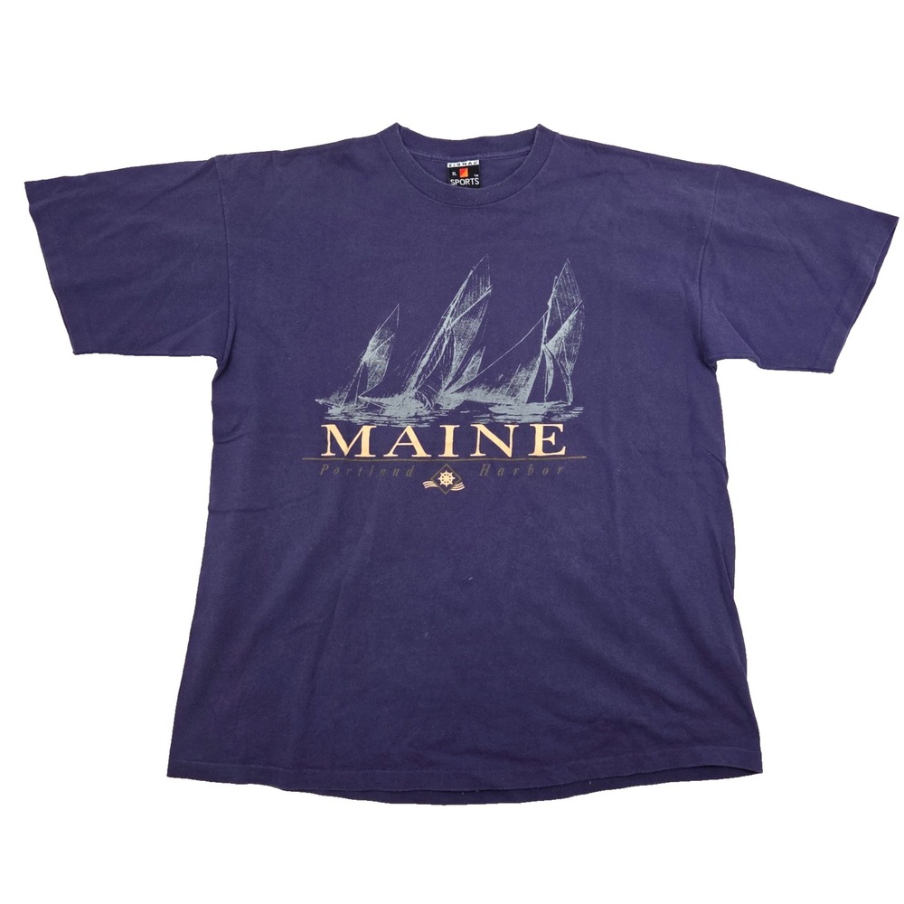 VTG 90s Portland Maine Destination Travel Shirt Sz XL USA Made Single Stitch